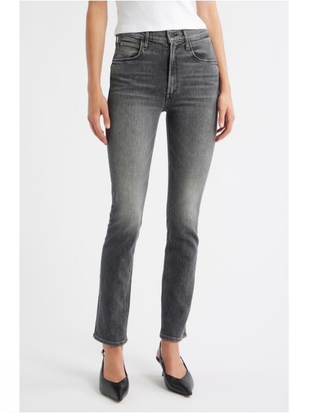 Mother The Dazzler Hover Washed Black Straight Jeans Denim New With Tags Size 24